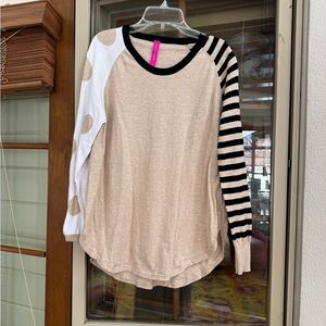 Stylish Beige and Black Striped Sweater